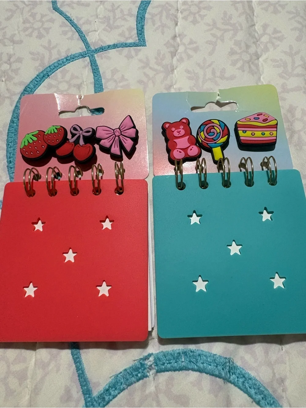 Decorative Kids Hair Clips Set - Pink and Teal